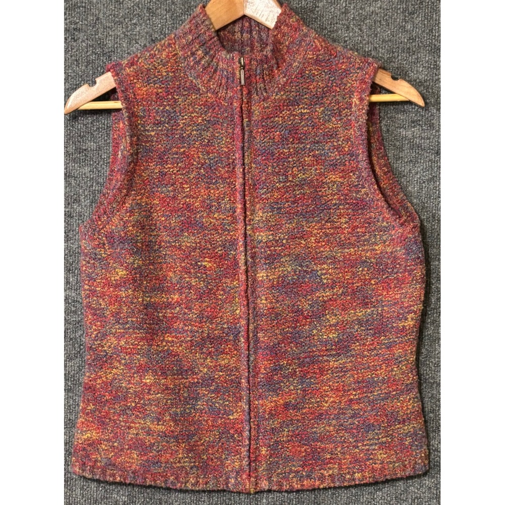 Vintage Talbots Petites Women Small Wool Blend Sweater Vest Zip Up Sleeveless